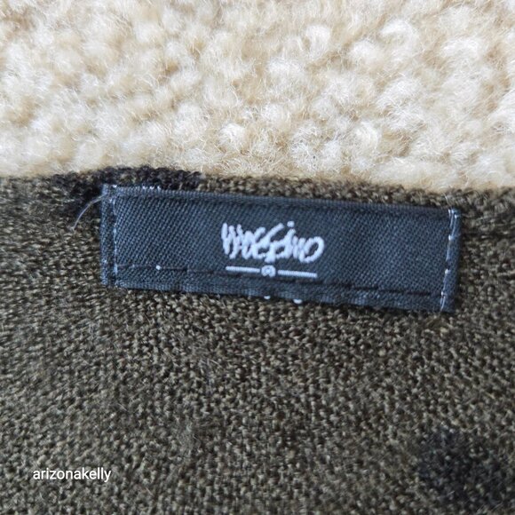 Mossimo Lightweight Wool Woven Scarf Olive Green Black Skulls - Picture 13 of 14